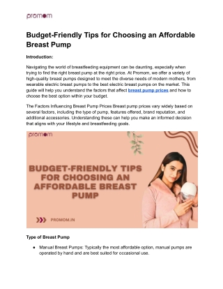 Budget-Friendly Tips for Choosing an Affordable Breast Pump