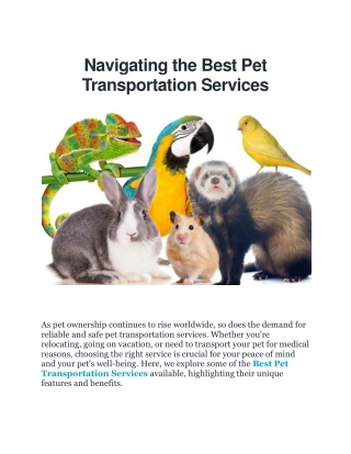 Airborneanimals: Best Pet Transportation Services