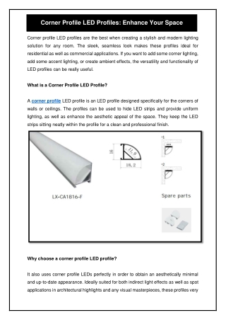 Corner Profile LED Profiles: Enhance Your Space