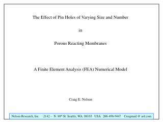 The Effect of Pin Holes of Varying Size and Number in Porous Reacting Membranes A Finite Element Analysis (FEA) Numerica