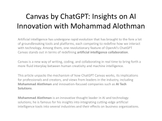 Canvas by ChatGPT: Insights on AI Innovation with Mohammad Alothman