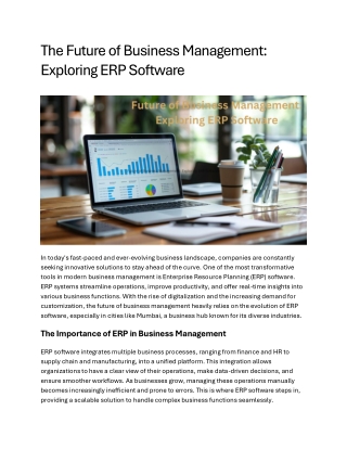 The Future of Business Management Exploring ERP Software