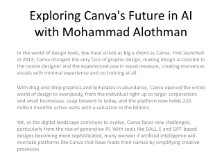 Exploring Canva's Future in AI with Mohammad Alothman