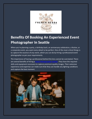 Benefits Of Booking An Experienced Event Photographer In Seattle