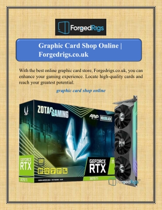 Graphic Card Shop Online | Forgedrigs.co.uk