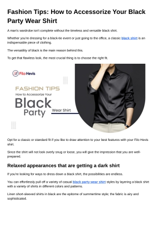 Fashion Tips How to Accessorize Your Black Party Wear Shirt