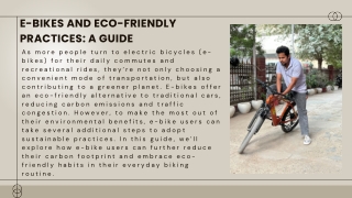 E-Bikes and Eco-Friendly Practices: A Guide