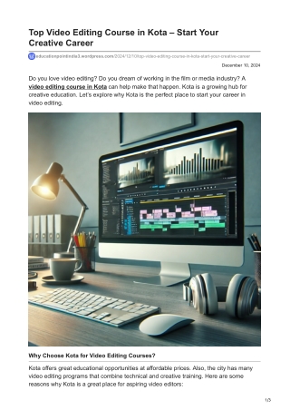 educationpointindia3.wordpress.com-Top Video Editing Course in Kota  Start Your CreativeCareer