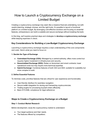 How to Launch a Cryptocurrency Exchange on a Limited Budget