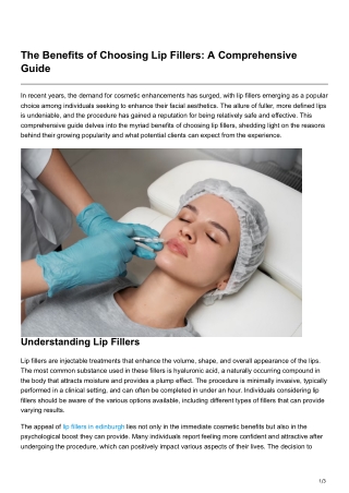 The Benefits of Choosing Lip Fillers A Comprehensive Guide