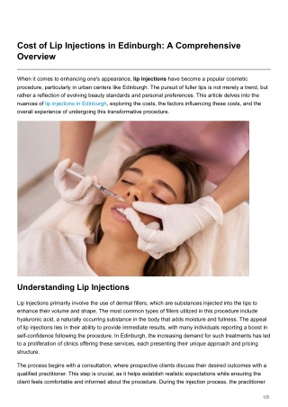 Cost of Lip Injections in Edinburgh A Comprehensive Overview