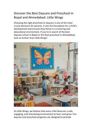 Top-Rated Daycare School in Ahmedabad | Little Wings