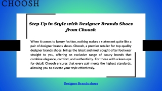 Step Up in Style with Designer Brands Shoes from Choosh