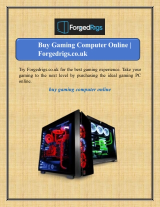 Buy Gaming Computer Online | Forgedrigs.co.uk