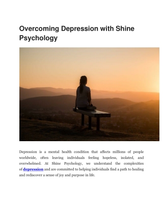 Overcome Depression with Shine Psychology's Skilled Assistance