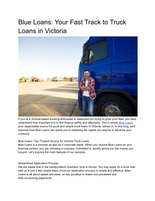 Commercial Car Loan in Victoria