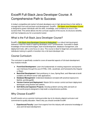 Full Stack Java Developer Course