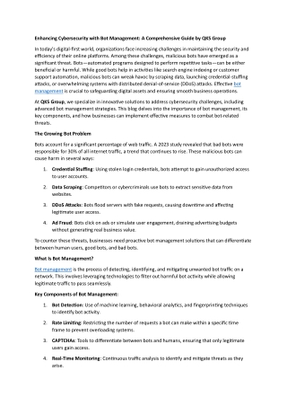 Enhancing Cybersecurity with Bot Management