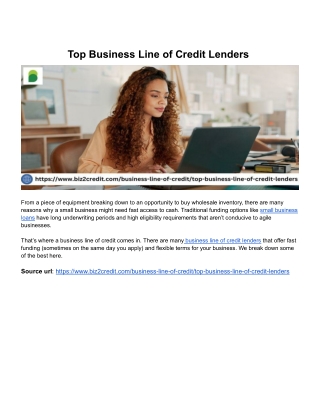 Top Business Line of Credit Lenders