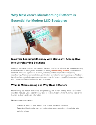 Why MaxLearn’s Microlearning Platform is Essential for Modern L&D Strategies