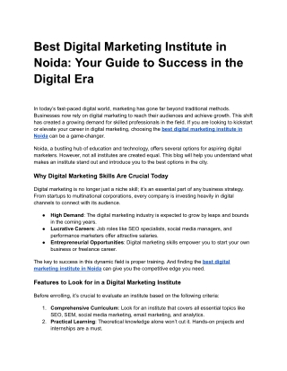 Best Digital Marketing Institute in Noida_ Your Guide to Success in the Digital Era