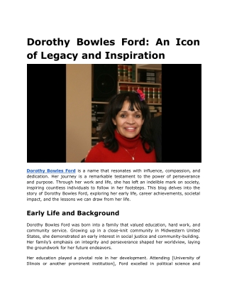 Dorothy Bowles Ford_ An Icon of Legacy and Inspiration