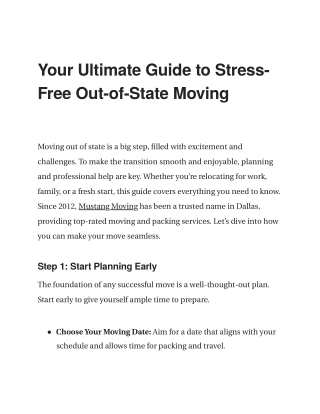 Guide to Stress-Free Out-of-State Moving