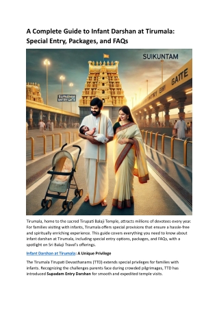 A Complete Guide to Infant Darshan at Tirumala- Special Entry, Packages, and FAQs