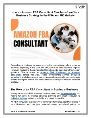 How an Amazon FBA Consultant Can Transform Your Business Strategy in the USA and