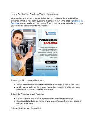 How to Find the Best Plumbers: Tips for Homeowners