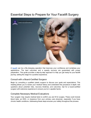 Essential Steps to Prepare for Your Facelift Surgery