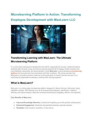 Microlearning Platform in Action_ Transforming Employee Development with MaxLearn LLC