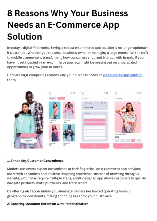 8 Reasons Why Your Business Needs an E-Commerce App Solution