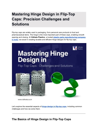 Mastering Hinge Design in Flip-Top Caps_ Precision Challenges and Solutions