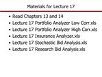 Materials for Lecture 17