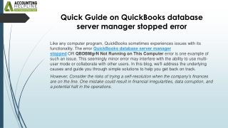 Step-by-Step Guide to Fix QuickBooks Database Server Manager Stopped