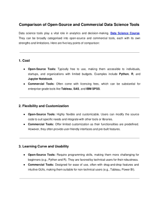 Comparison of Open-Source and Commercial Data Science Tools