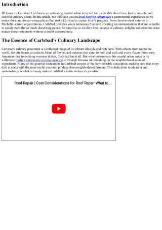 Discovering the Gourmet Restaurants of Carlsbad, California