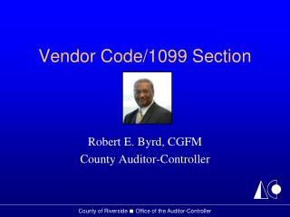 Vendor Code/1099 Section
