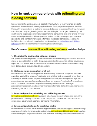 How to rank contractor bids with estimating and bidding software