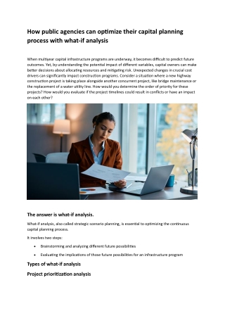 How public agencies can optimize their capital planning process with what