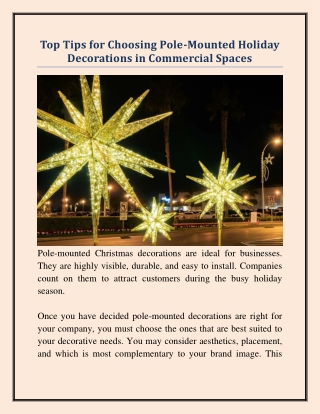 Top Tips for Choosing Pole-Mounted Holiday Decorations in Commercial Spaces