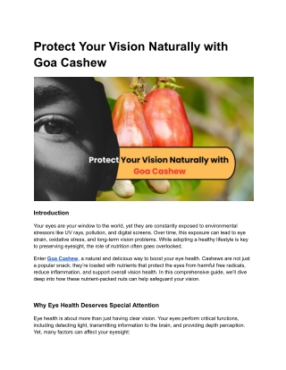 Protect Your Vision Naturally with Goa Cashew