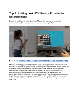 Top 5 of Using best IPTV Service Provider for Entertainment