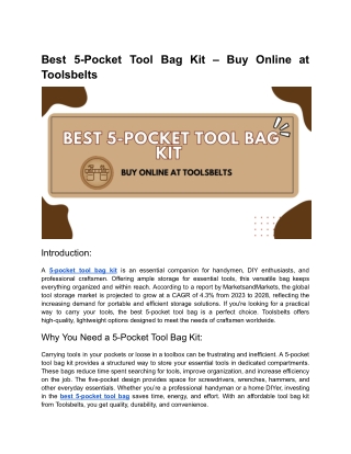 Best 5-Pocket Tool Bag Kit – Buy Online at Toolsbelts