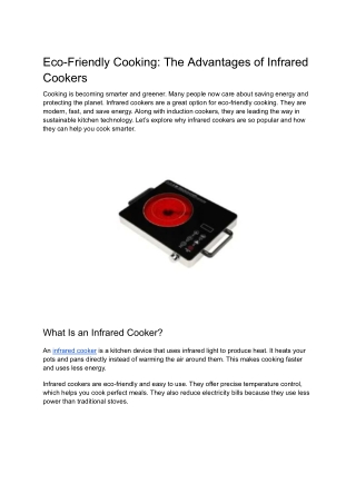 Eco-Friendly Cooking_ The Advantages of Infrared Cookers