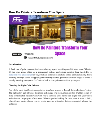How Do Painters Transform Your Space