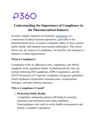 Understanding the Importance of Compliance in the Pharmaceutical Industry