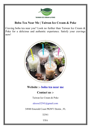 Boba Tea Near Me   Taiwan Ice Cream & Poke