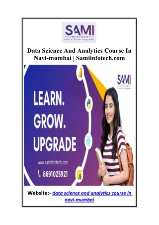 Data Science And Analytics Course In Navi-mumbai  Samiinfotech.com